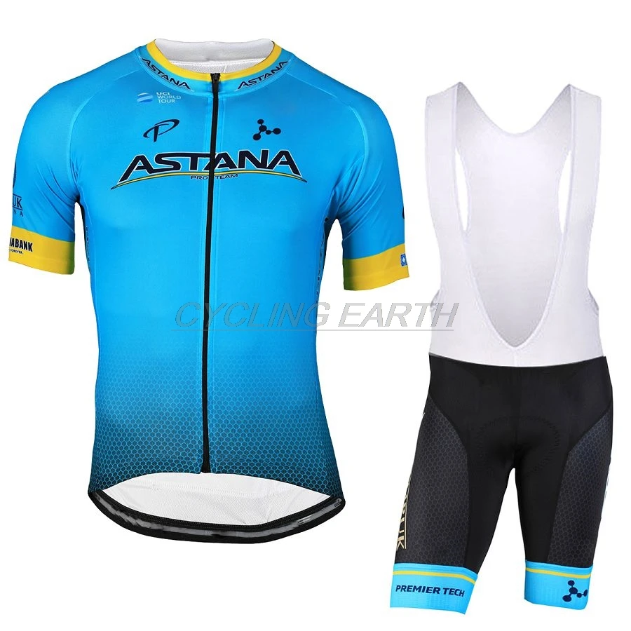 bib short set Команда Астана одежда для велоспорта Джерси короткий рукав Ropa велосипед для мужчин лето Pro майки для велоспорта Велоспорт гелиевая Подушка шорты - Цвет: bib short set