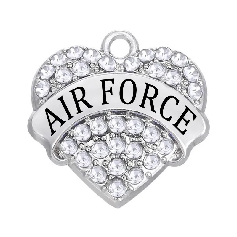Белый кристалл металлические сердца имя США ВВС Шарм браслет серьги ожерелье