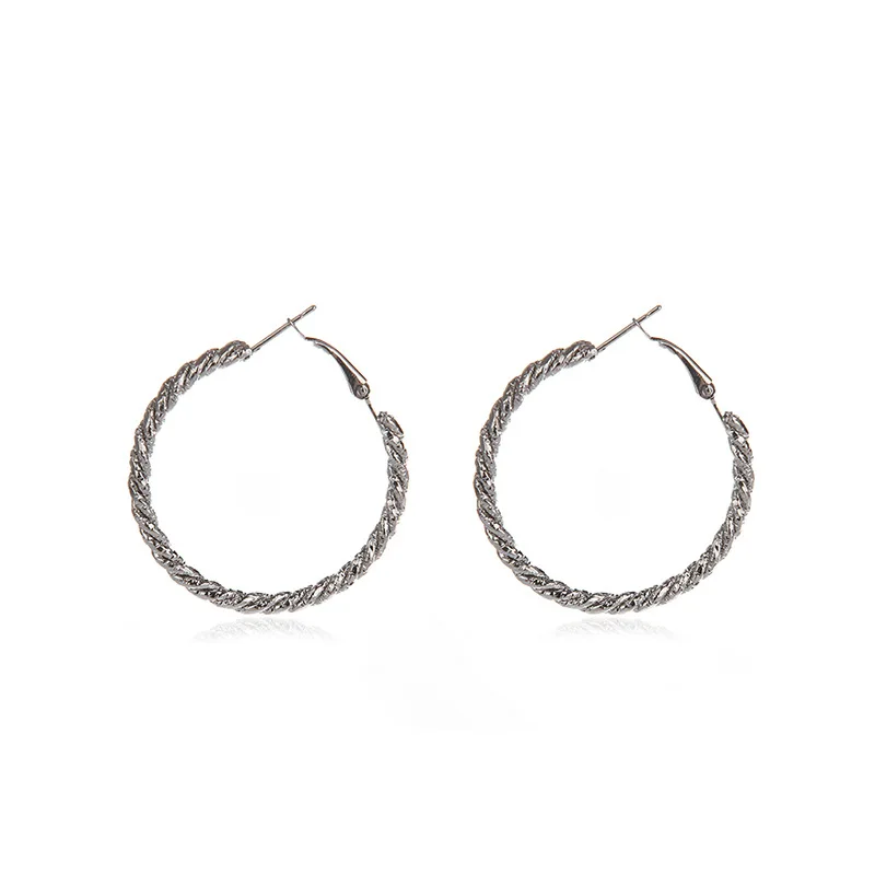 Винтажные серьги-кольца золотистого/серебряного цвета простые круглые полые