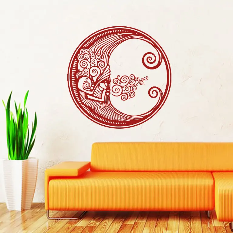 Обведенные в Луне художественные настенные наклейки для дома гостиной
