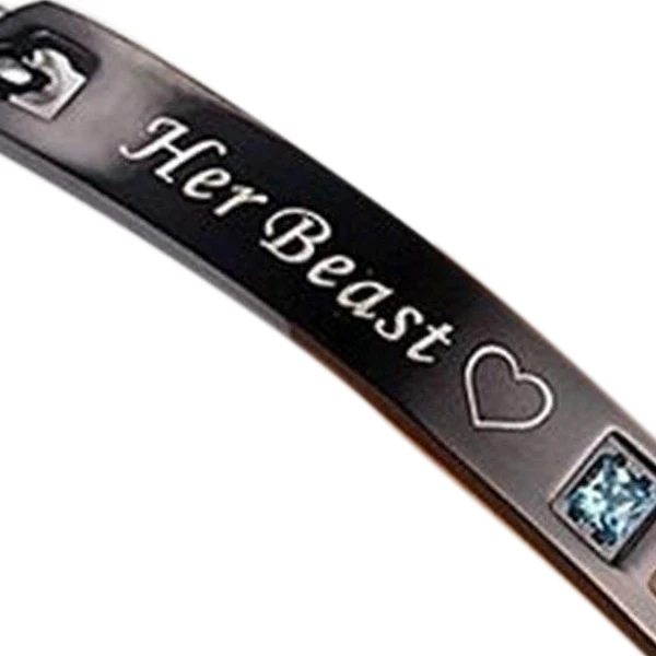

His Beauty Her Beast Alloy His and Her Bracelet Matching Cuban Link Chain Women Men Bracelets (His Beauty Her Beast)