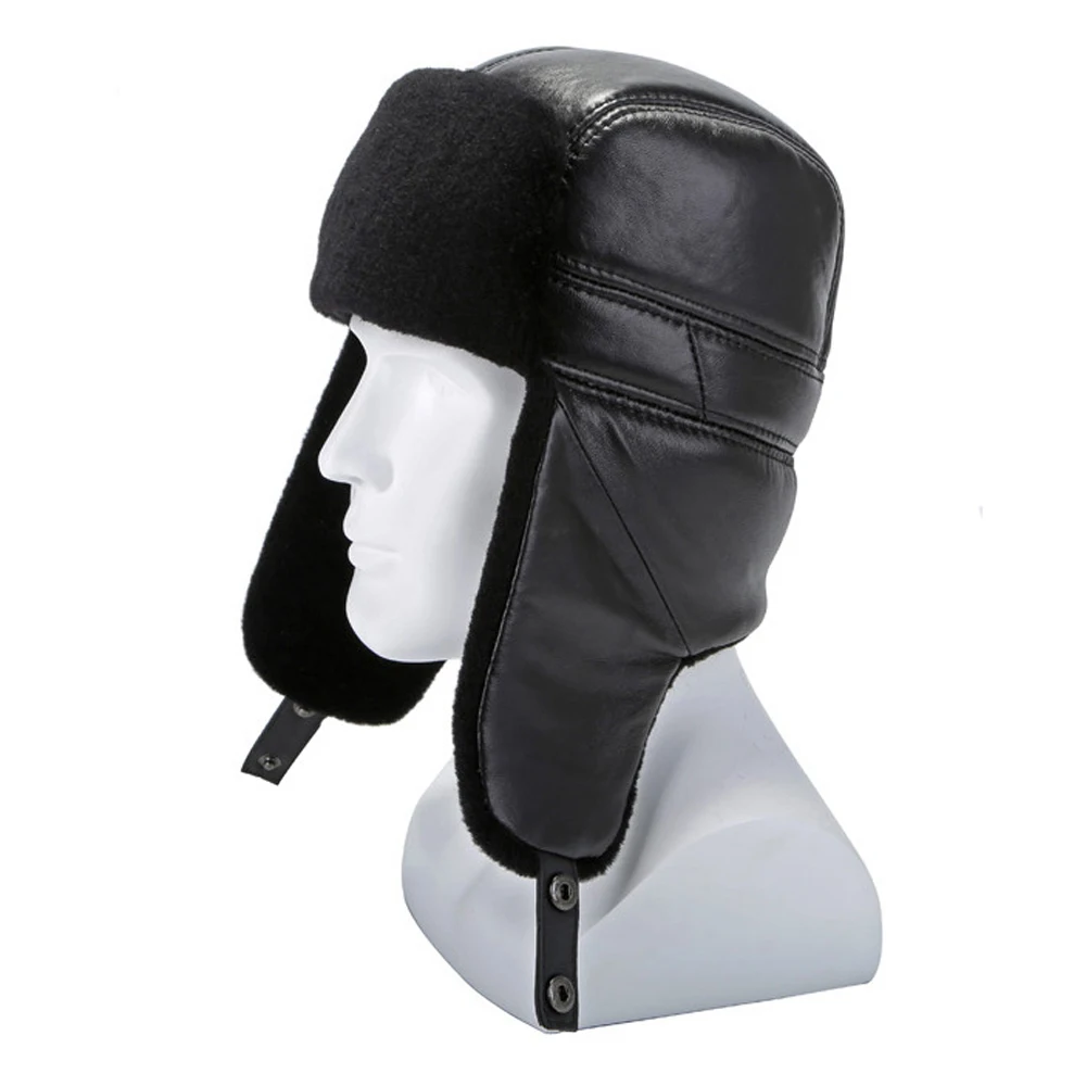 Новая зимняя русская мужская шапка бомбер из натуральной овечьей шерсти Толстая