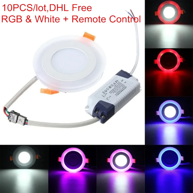

10pcs LED Downlight Round 6W - 24W 3 Model LED Lamp Double Color Panel Light RGB & white Ceiling Recessed with Remote Control