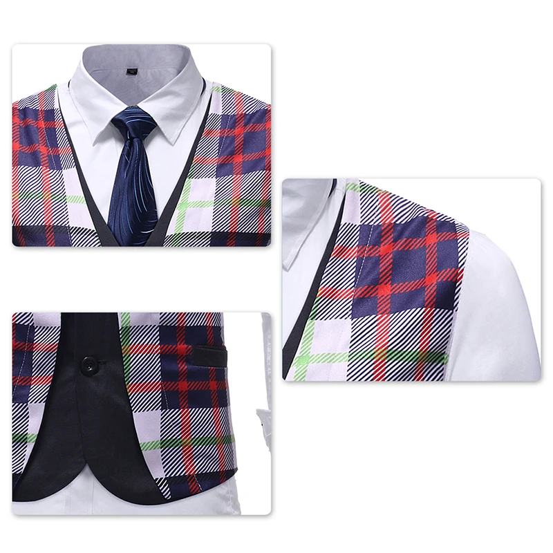 YUNCLOS европейский размер Faker 2 предмета мужские жилеты в клетку с принтом Мужской