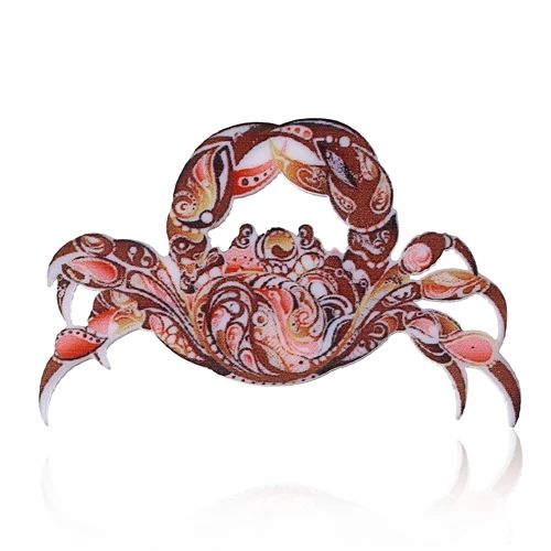 crab RINHOO акриловая брошь в виде лошади, рыбы, собаки, булавка для женщин и мужчин, 3D печать, цветок, винтажные аксессуары для воротника, модное ювелирное изделие, броши - Окраска металла: crab