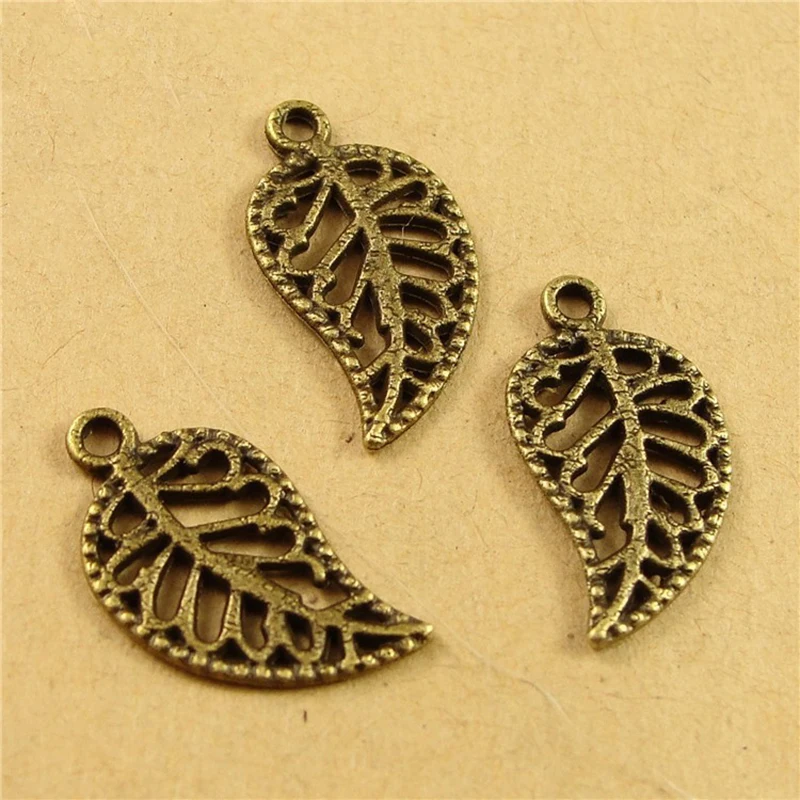 200pcs Vintage Ancient Tree leaf zinc alloy charms pendant suitable for DIY Bracelet Necklace jewelry accessories|Ювелирная