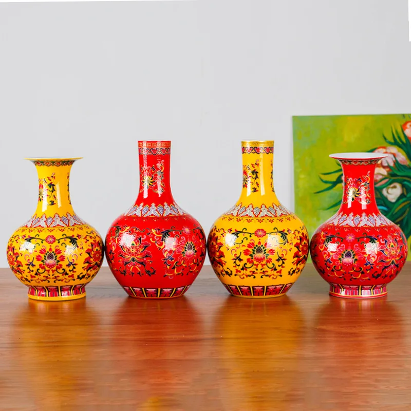 Классическая покрытая эмалью ваза Цзиндэчжэнь фарфоровая Современная винтажная