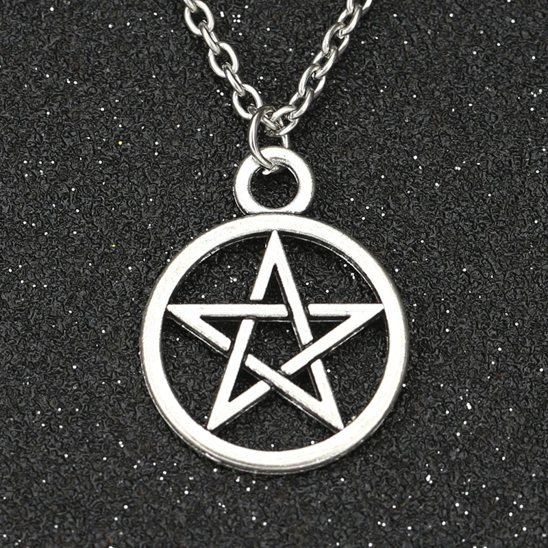 

Supernatural Necklace Devil's Trap Pentagram Pentacle Antique Silver Color Amulet Pendant Vintage Retro Movie Jewelry Wholesale