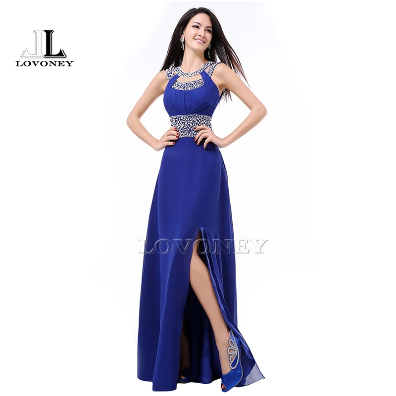 Royal Blue Color 146 DEERVEADO дизайн Сторона Сплит плюс размер длинное цвет Зеленая мята дешевые платья подружки невесты под$50 Длинные вечерние платья S322C - Цвет: Royal Blue Color 146