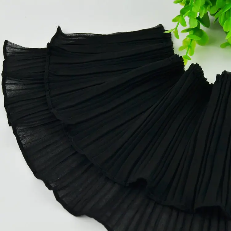 5 meters/lot Single Fold Organ Plait Black And White Chiffon Ruffle Lace Trim DIY Garment Skirt Hem Accessories Fabric | Дом и сад