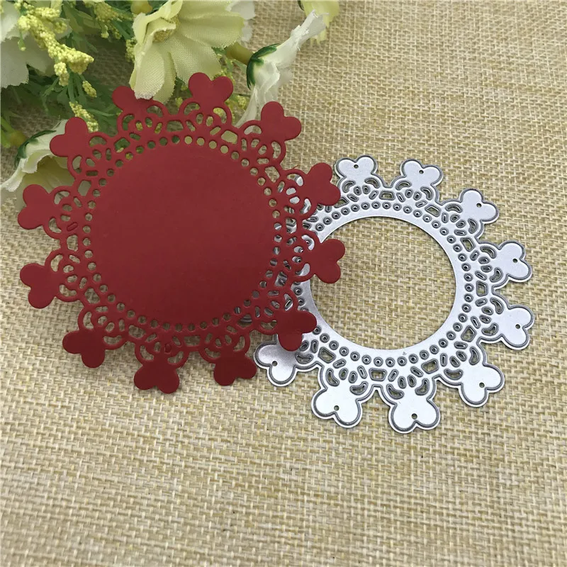 Круглые металлические трафареты Love Heart для изготовления открыток декоративное