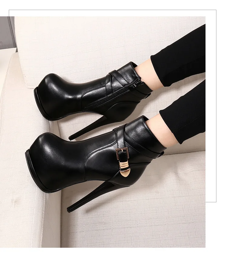 Spring Women's Fashion Boots Retro Ankle Shoes Round Toe High Heels Pumps Zipper Short Plush Lining OULYYYOGO | Обувь