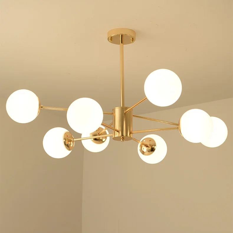 Gold 8 Arms MDWELL Lustre Lustres para sala de jantar E27 светодиодный регулируемый подвесной светильник деревянные светильники для столовой - Цвет абажура: Gold 8 Arms