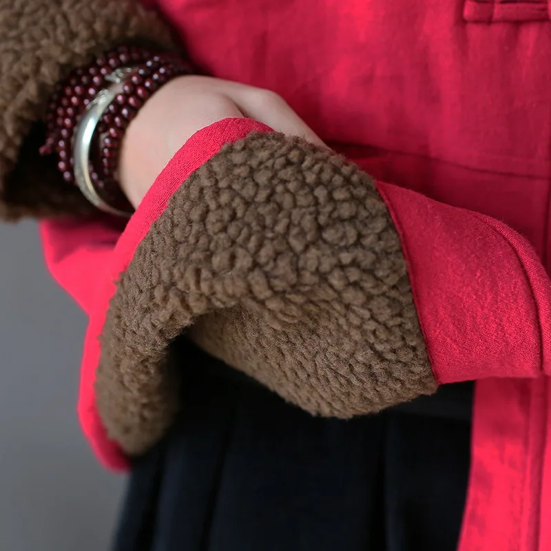 

Chinese style Winter Coat Women Cotton Fleece Thick Warm Coat Vintage Retro Winter Jacket Women Manteau Femme Hiver A279