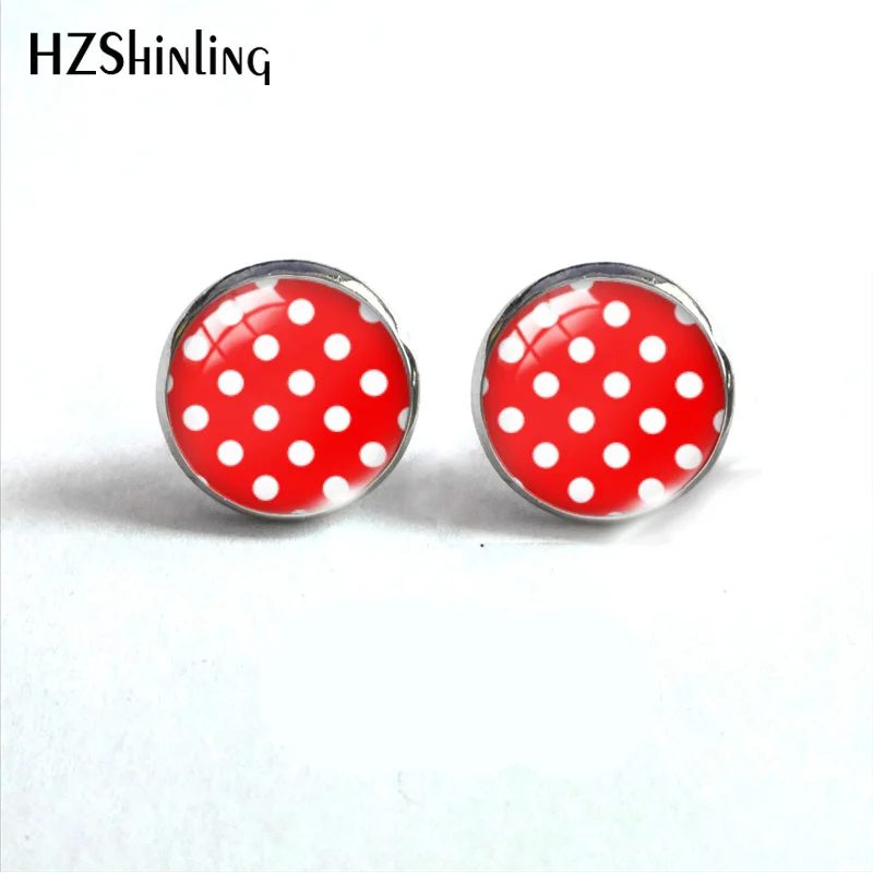 HZSHINLING новые модные круглые стеклянные кабошоны в горошек, серьги-гвоздики, ювелирные изделия, модные классические серьги для женщин