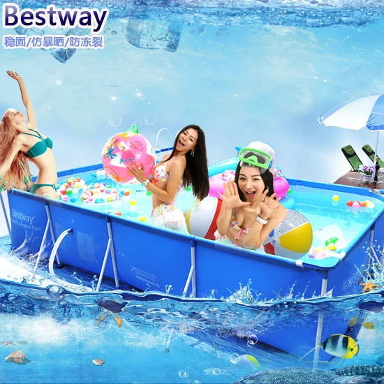 56405 Bestway 400*211*80 см большой квадратный металлический каркас семейный