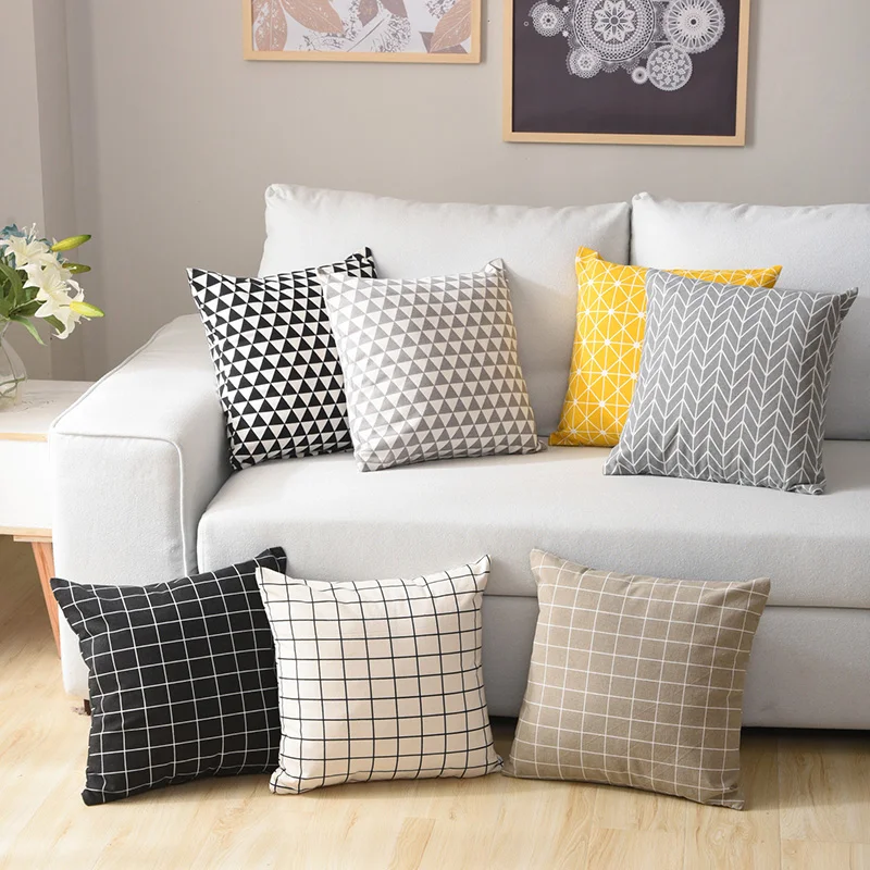 

Nordic Cotton Linen Geometric Sofa Pillow Diy Printed Pillow Seat Chair Cushion Bedding Home Decorative