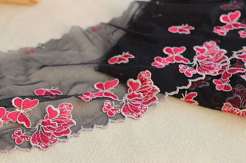 2 ярдов/партия 19 см в ширину французская кружевная ткань вышитый тюль сетка с