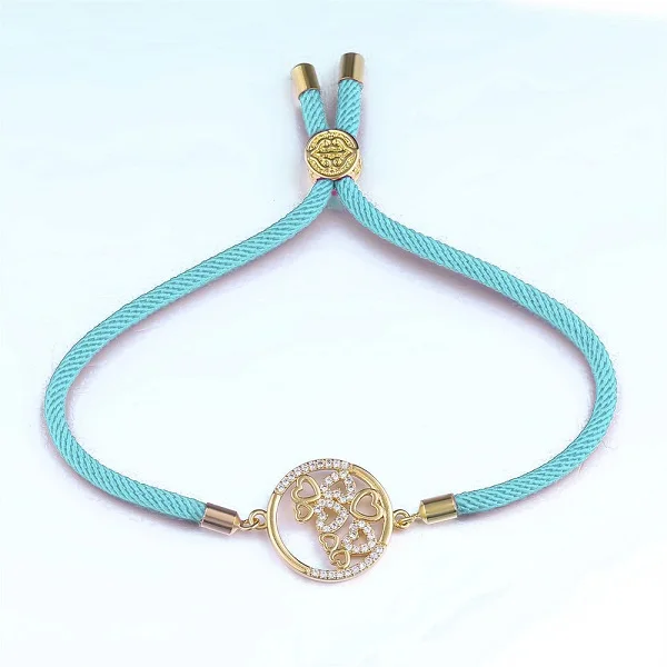 light blue-gold JUWANG Классический круглый Сердце Красный/Черный Браслет-веревочка для женщин и девочек красная нить CZ браслет модный подарок ювелирной дружбы - Окраска металла: light blue-gold