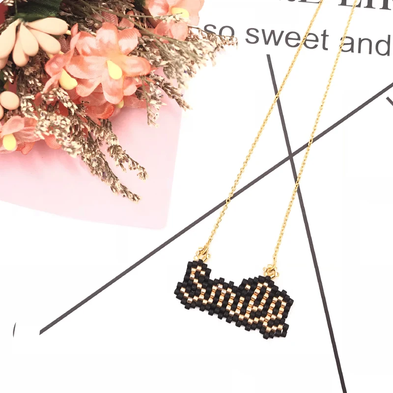 FAIRYWOO новые прелестные модные туфли Happy Smile, Love письмо Цепочки и ожерелья Boho/платье для девочек, ручная работа, Miyuki Стекло бусины для бижутерии, Нержавеющая сталь колье-чокер