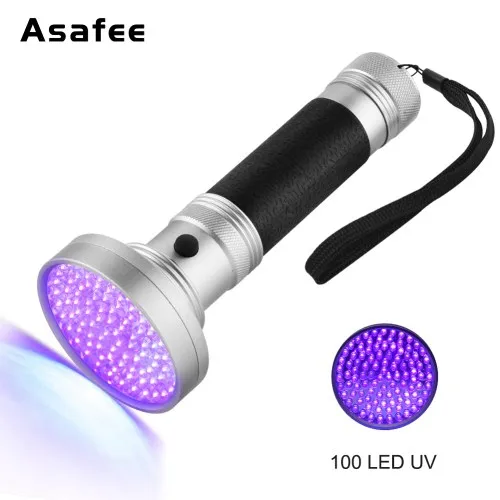 100uv w glasses 100Led Высокая мощность УФ-вспышка светильник фонарь 395nm ультрафиолетовые скорпионы pet детектор утечки мочи светодиодный светильник AA батарея - Испускаемый цвет: 100uv w glasses