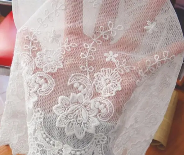 3 ярда Ширина 33 см белая Цветочная хлопковая нигерийская кружевная ткань