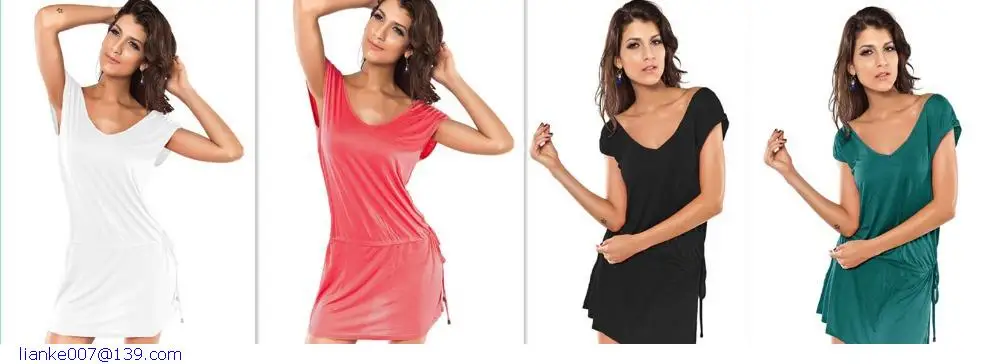 Girl Dress swimsuit cover up Hot Summer casual dress Beachwear White Deep-V Beach Romper |