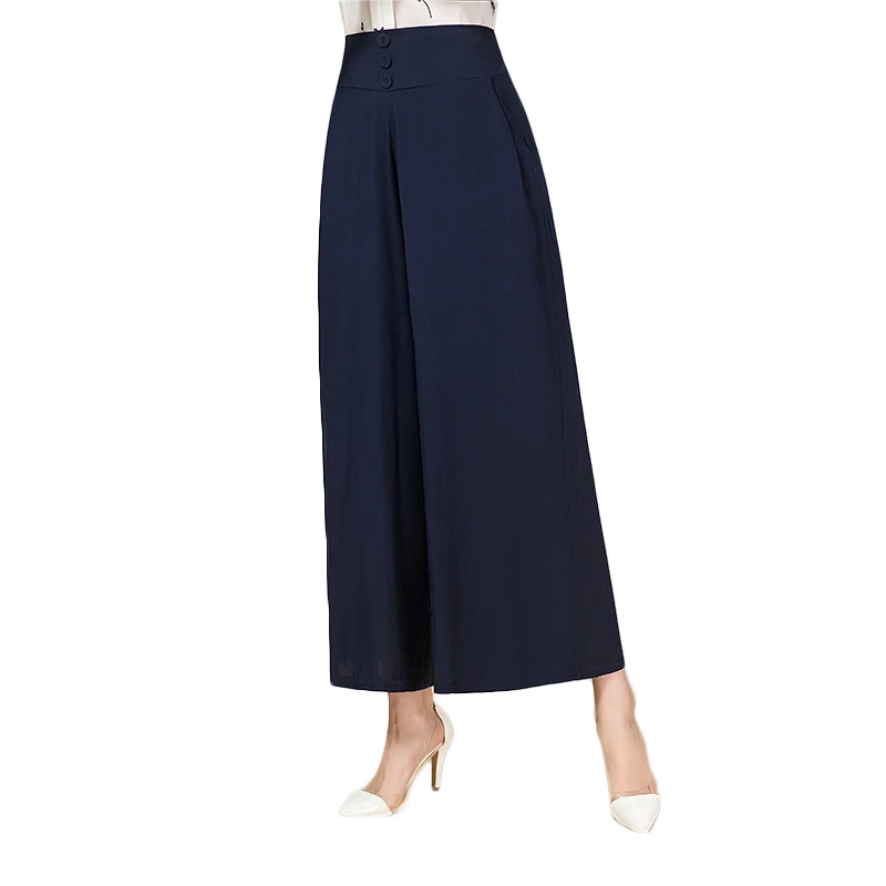 Большие размеры однотонные хлопковые широкие брюки 2017 новые модные повседневные