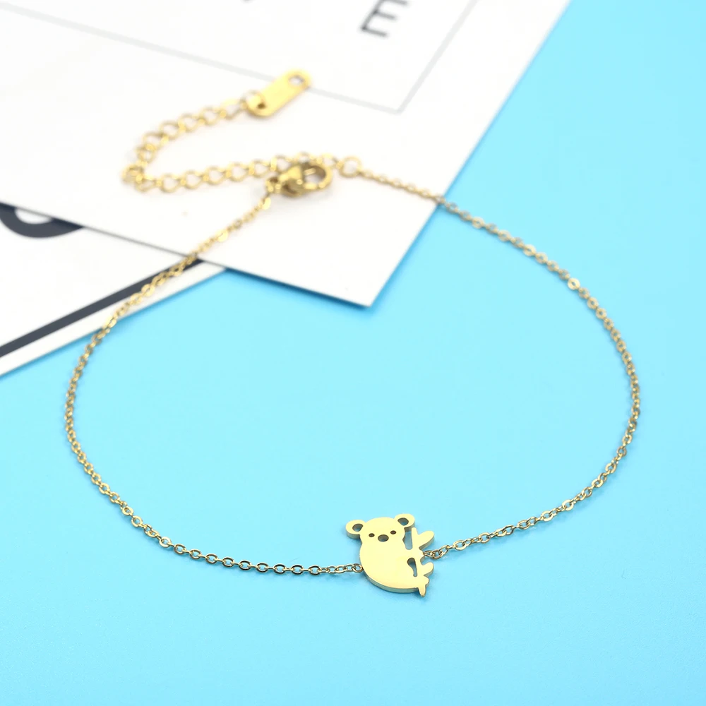 Женский браслет на щиколотку koala boho из нержавеющей стали серебристого и золотого