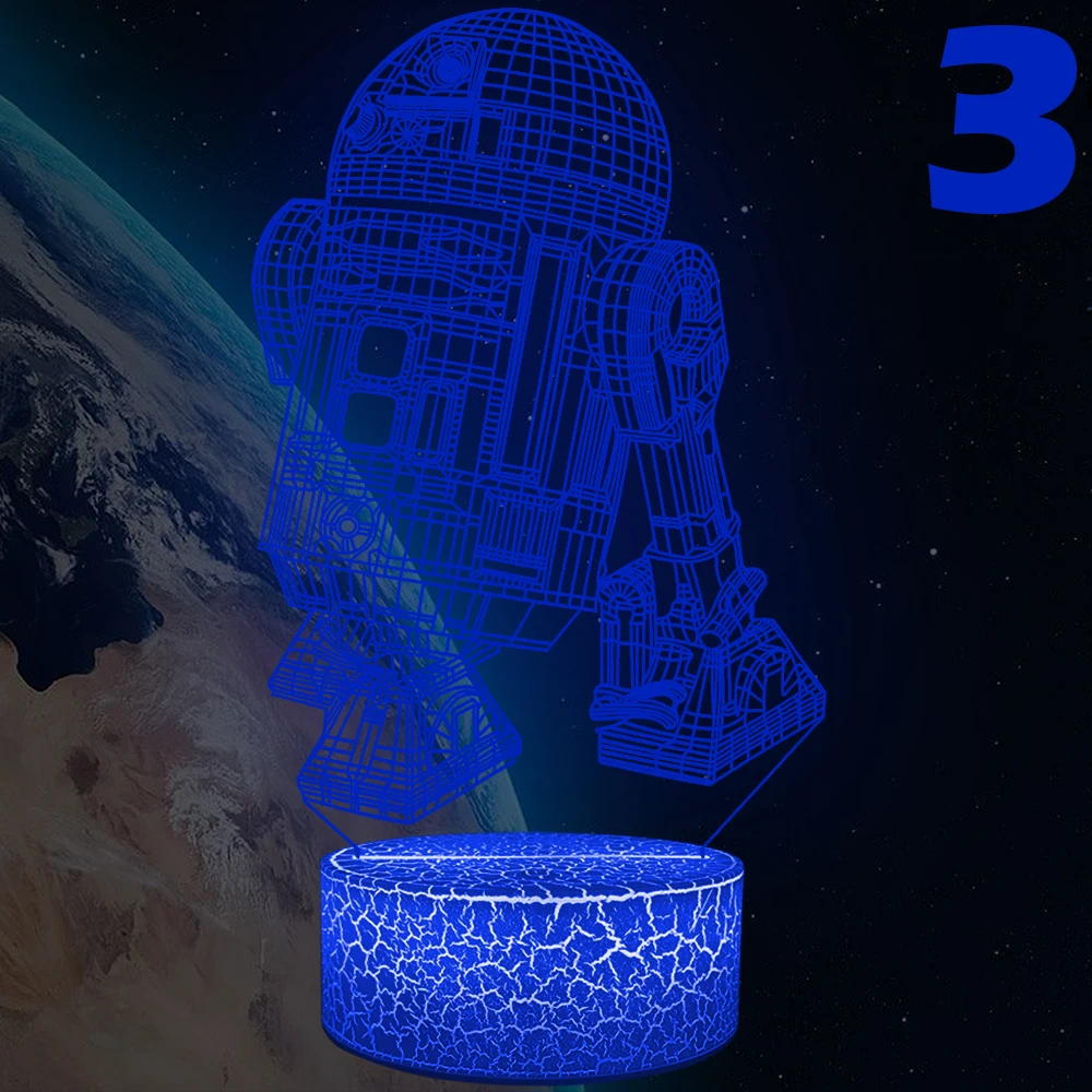 VCity, Звездные войны смерти, йода, 3D ночной Светильник, креативная иллюзия, визуальная лампа BB8, светодиодная лампа для украшения спальни, праздничные подарки, фильм, RGB, изменение