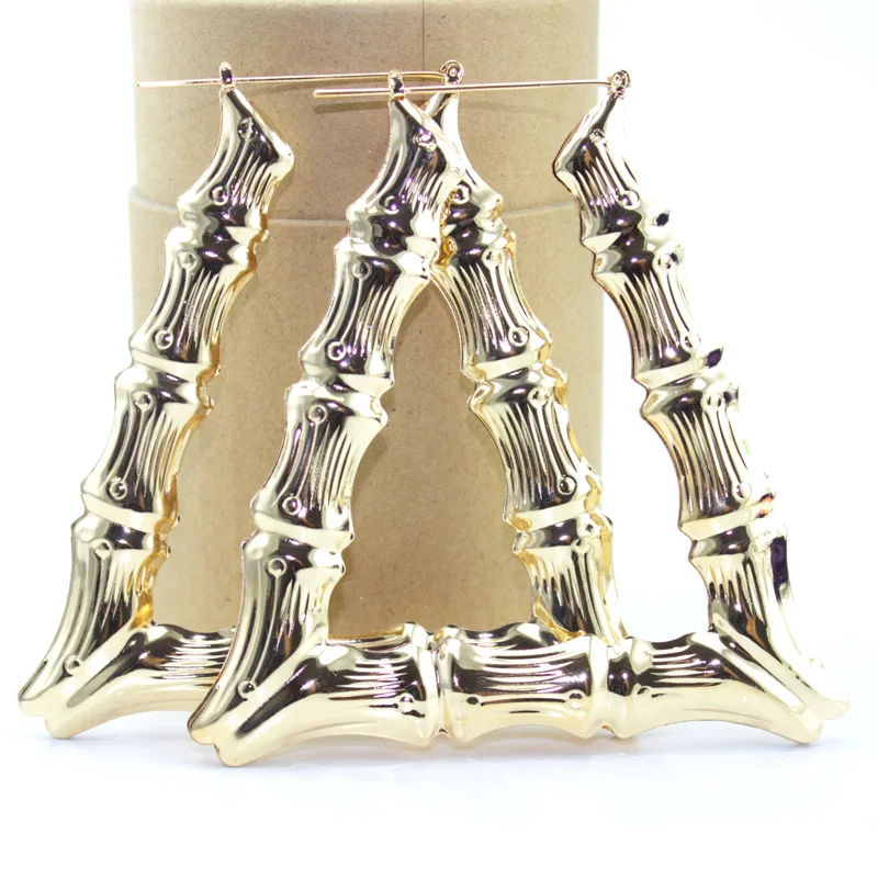 2017 трапециевидные Бамбуковые серьги-кольца блестящие элегантные подарочные