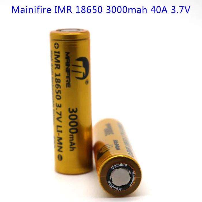 Mainifire IMR 18650 3000 mah 40A 3,7 V аккумулятор с плоским верхом(2 шт
