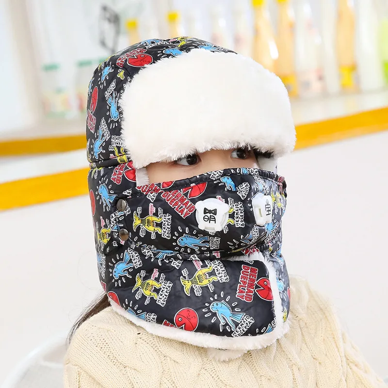 Дети супер теплая дутая куртка лыжная шапка Кепки с маской Leifeng Trooper Ловец