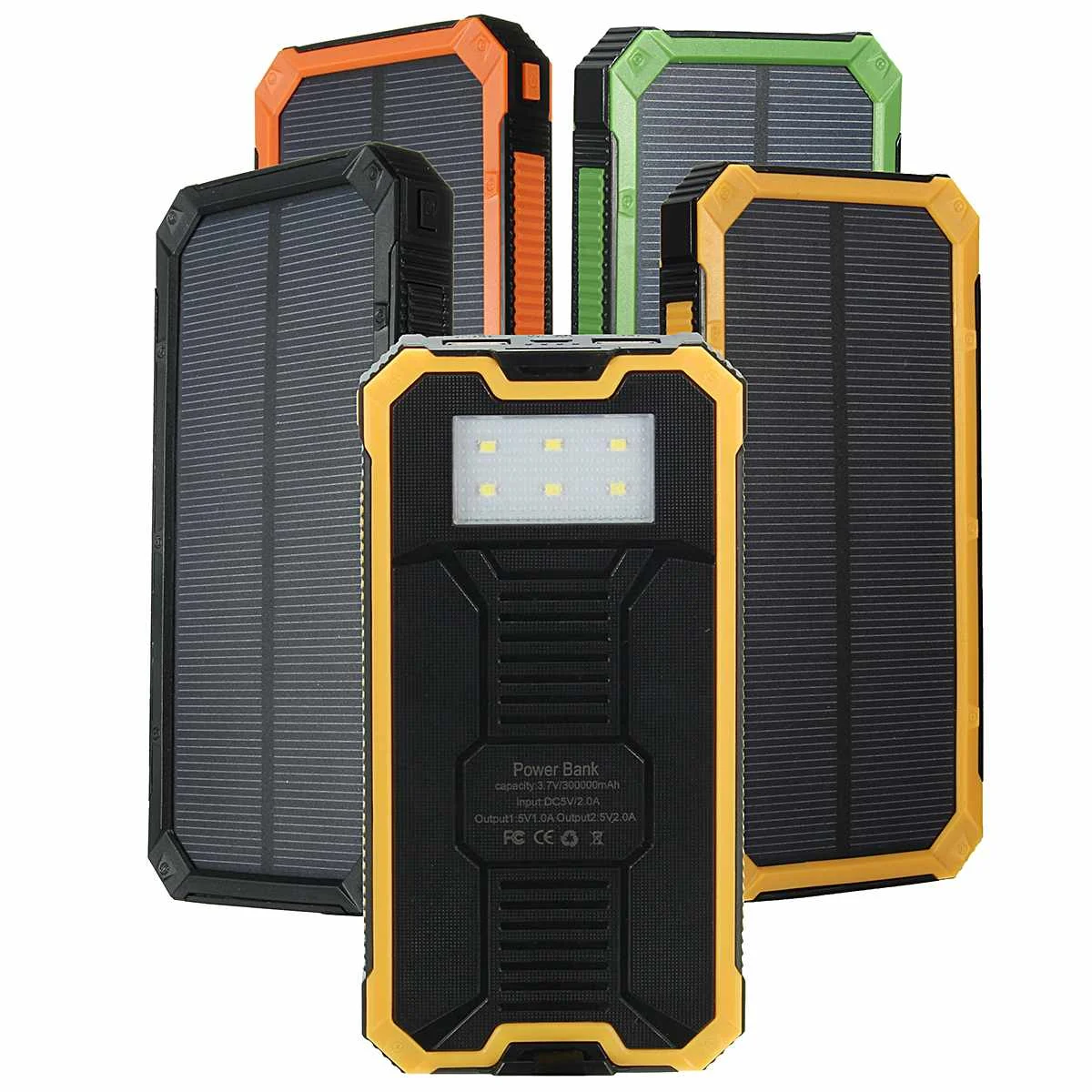 LEORY 300000mAh водонепроницаемый портативный Солнечный аккумулятор зарядное устройство двойной USB черный оранжевый зеленый желтый