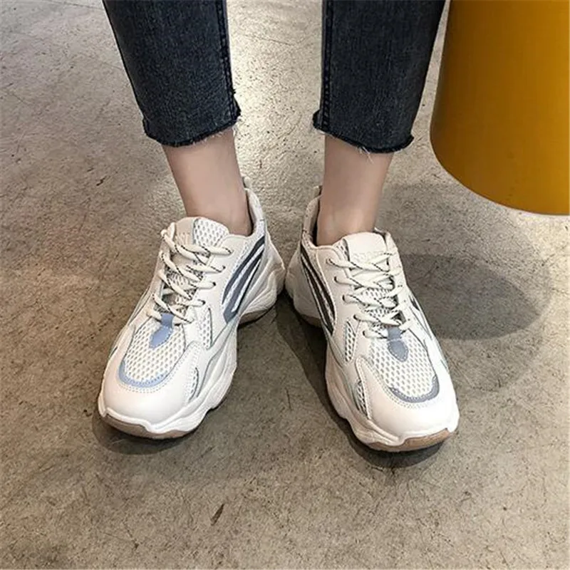 Женские массивные кроссовки повседневная сетчатая обувь на платформе высокие