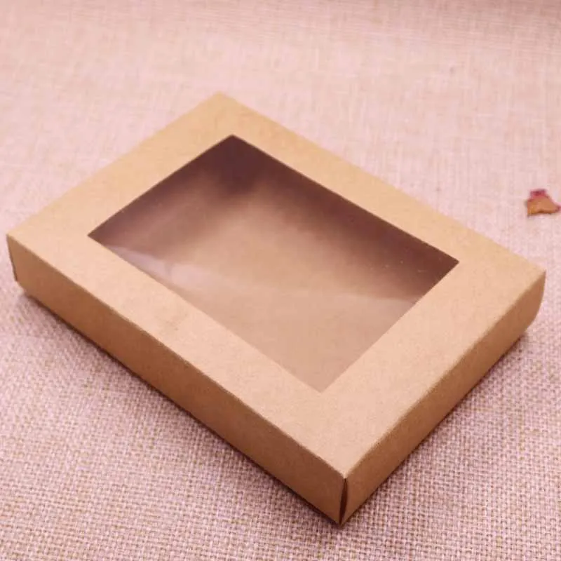 Роскошная винтажная цветная подарочная коробка из крафт бумаги с прозрачным ПВХ