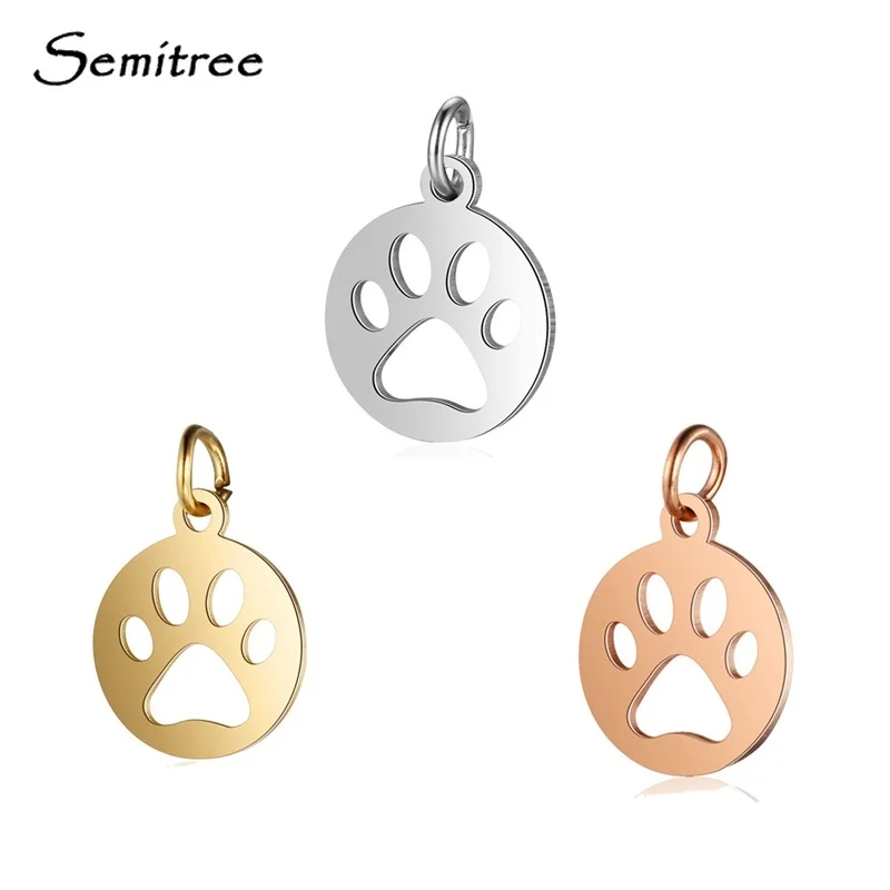 Полые Подвески в виде собачьих лап Semitree 5 шт./лот из нержавеющей стали изысканная