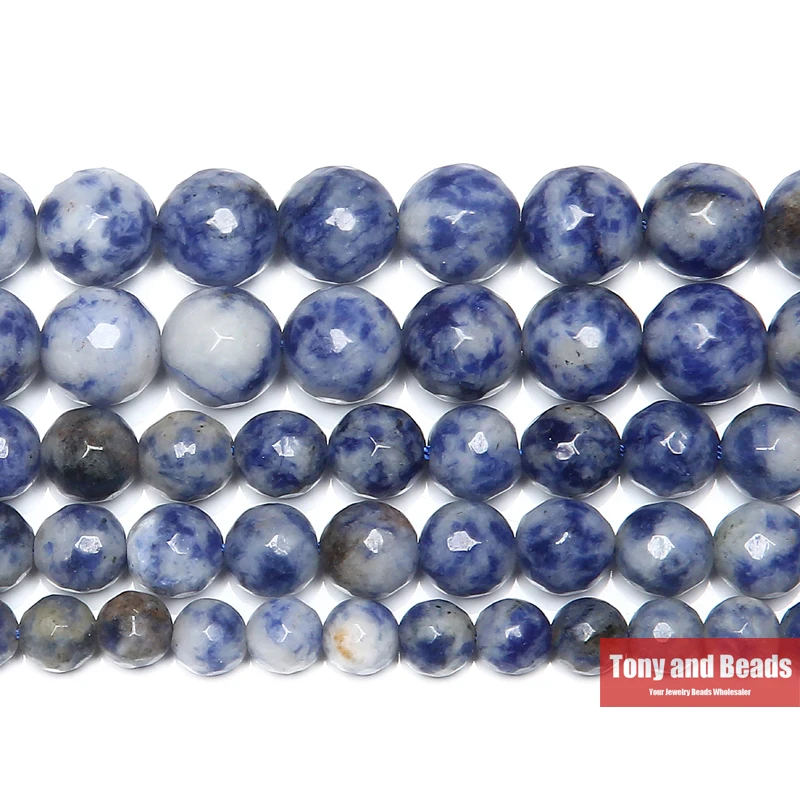

Natural Stone Faceted Sodalite Round Loose Beads 15" Strand 4 6 8 10 12MM Pick Size For Jewelry Making