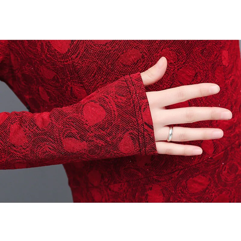 

2019 Women Spring Autumn Knit Sweater Elegant V-neck Long Dress Female Winter Fashion Maxi Party Dress Vestidos High Quality 955