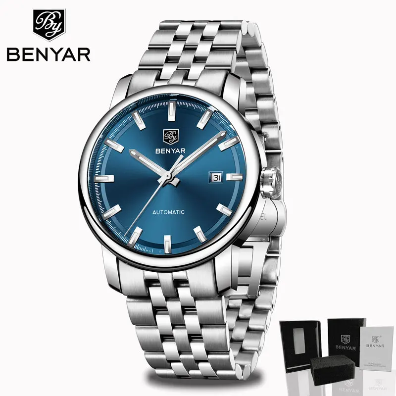 Blue S BENYAR, мужские часы, механические Автоматические часы, мужские топ брендовые Роскошные Tourbillon часы, наручные часы, мужские часы, Montre Homme - Цвет: Blue S