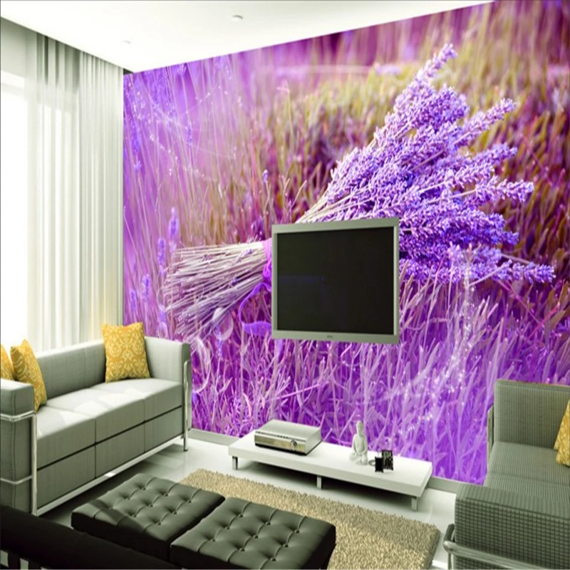 

beibehang Large Custom Wallpapers Purple Romantic Flowers Modern minimalist TV backdrop papel de parede para sala estar