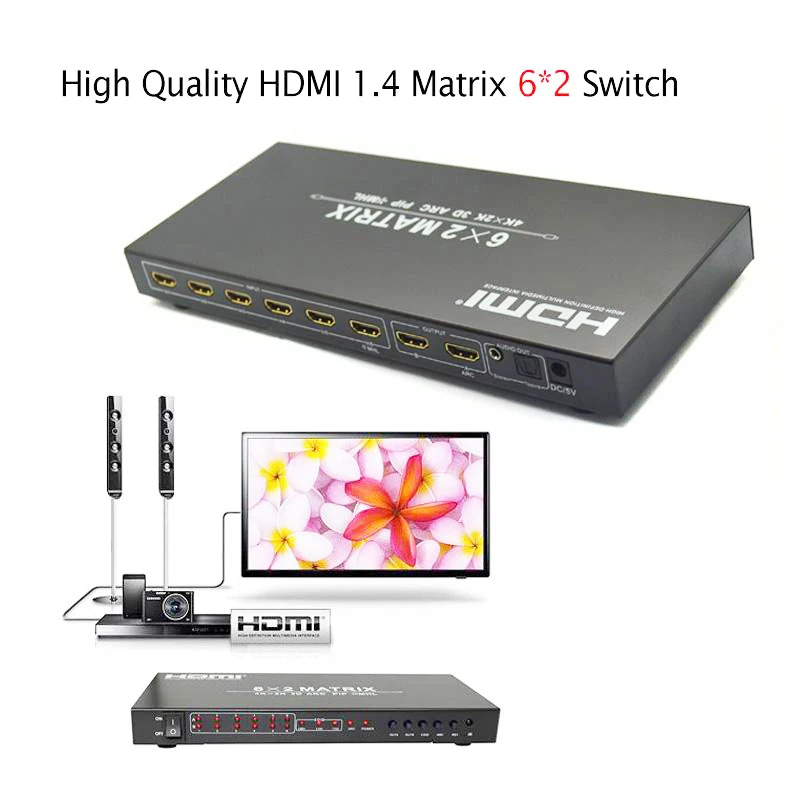 1.4 HDMI матричный 6x2 к коммутатор Поддержка конвертер адаптер 4 К x 2 3D ИК удлинитель