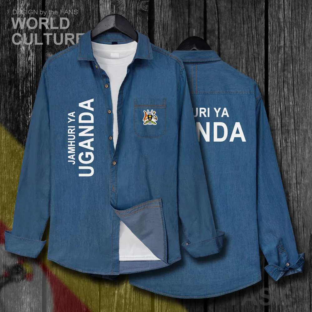 

Ugandan UGA/мужская хлопковая джинсовая рубашка с отложным воротником, Ковбойское пальто с длинными рукавами, весенне-осенняя модная одежда с фл...