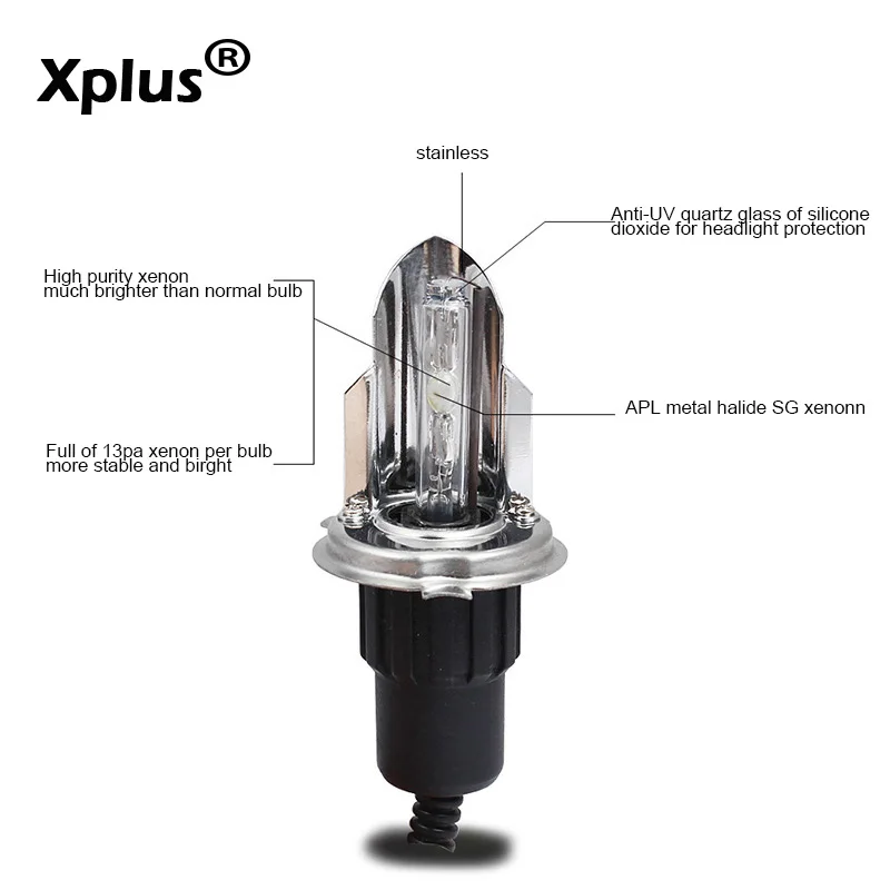 Ксеноновая лампа Xplus H4 HID для фар ближнего и дальнего света 6000k 8000k 12V 35W55W сменная
