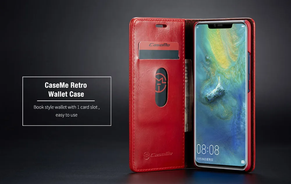 CaseMe на СПС huawei mate 20 Pro Чехол для huawei mate 20 Магнитный автофлип кожаный бумажник Подставка для держателя телефона