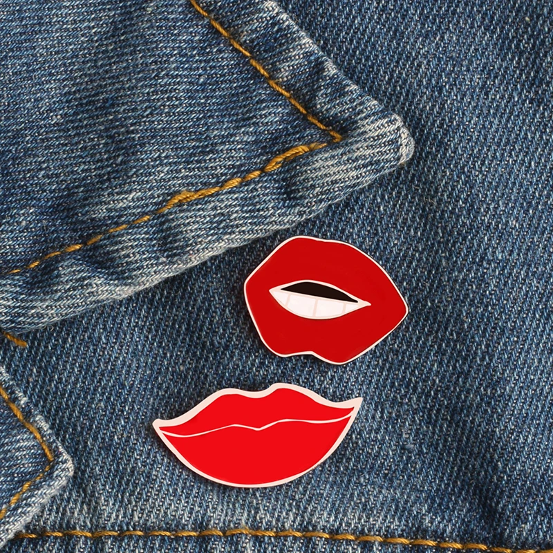 2 шт./компл. Горячая сексуальная женская красная губы брошь Мода Девушки Эмаль