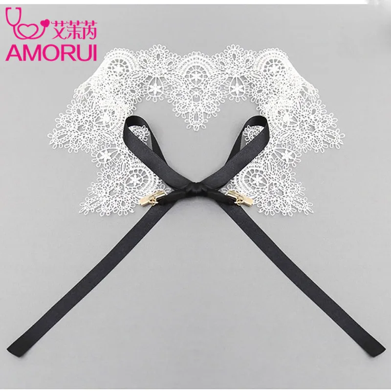 Черно белый кружевной чокер AMORUI ожерелье женские ажурные чокеры цветочные