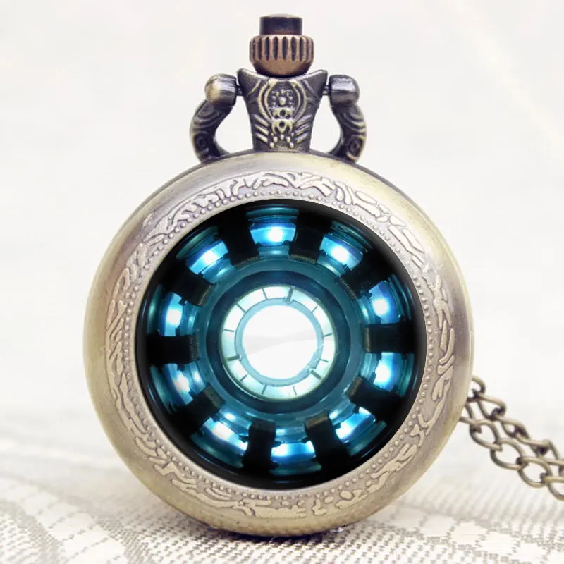 Vintage Steampunk Pocket Watch Fashion Iron Man Movies Extension Tony Stark Arc Reactor Jarvis Design Men | Наручные часы