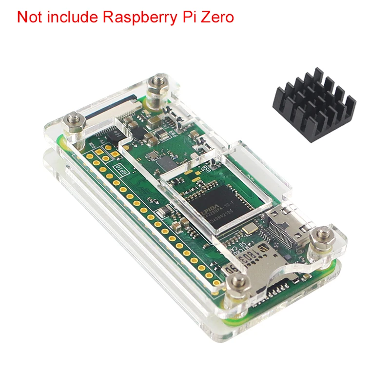 Фото Акриловый чехол Raspberry Pi Zero W + алюминиевый теплоотвод для RPI Zero Box, Корпус Корпуса, корпус, чехол s также для RPI Zero V1.3 №1