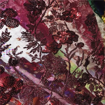 colour 3 Темно-синяя бордовая африканская кружевная ткань высокого качества кружевная Aso Ebi сетчатая ткань вышитые блестки нигерийский Швейцарский кружевной ткани - Цвет: colour 3